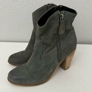 Rebels Stomp Gray Leather Western Booties Ankle Boots Size 8